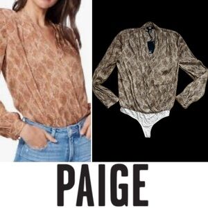 🐍NEW Sevilla Thong Bodysuit by PAIGE Bronze Snake Print | #4744G36–8109 | Small